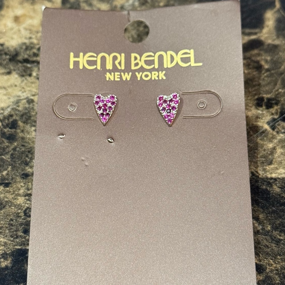 Henri Bendel Pave Stud Heart Earrings - Picture 2 of 5